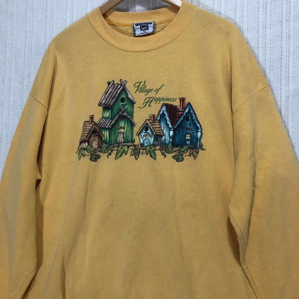 Lee Vintage Village of Happiness Birdhouse Graphic Crewneck Sweatshirt Size XL